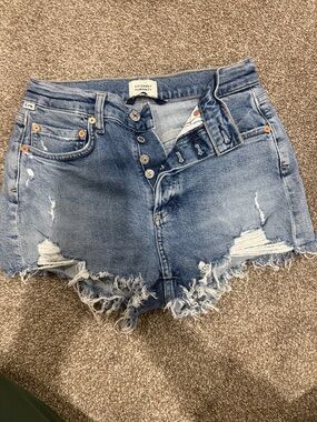 Citizens Of Humanity Light Blue Distressed Frayed Denim Shorts